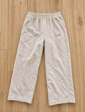 100% Cotton Wide-Leg Pants Light Beige
